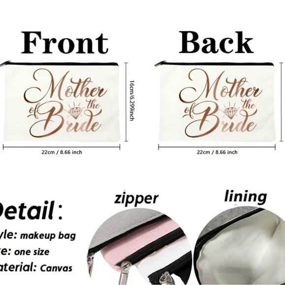 MOTHER OF THE GROOM Canvas Lined Cosmetics Case. NWT - Picture 2 of 2